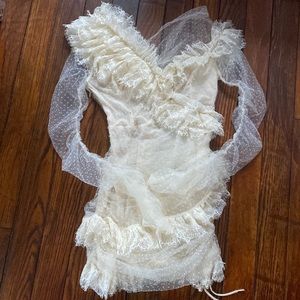 House of CB Sorrel Tulle Asymmetric Minidress Size Large